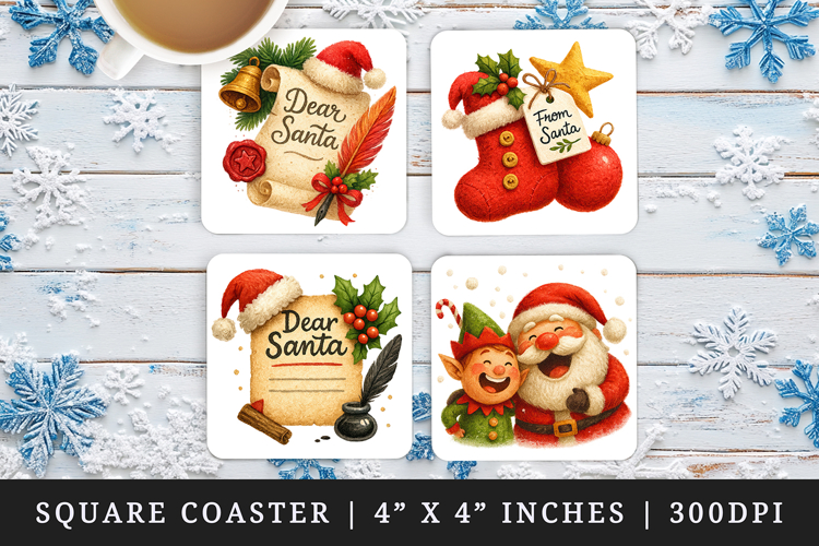 Christmas square coaster sublimation, coasters design