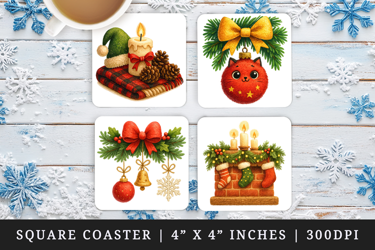 Christmas square coaster sublimation, coasters design