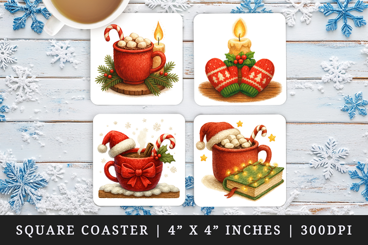 Christmas square coaster sublimation, coasters design