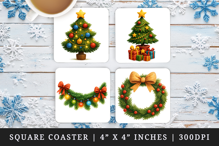 Christmas square coaster sublimation, coasters design