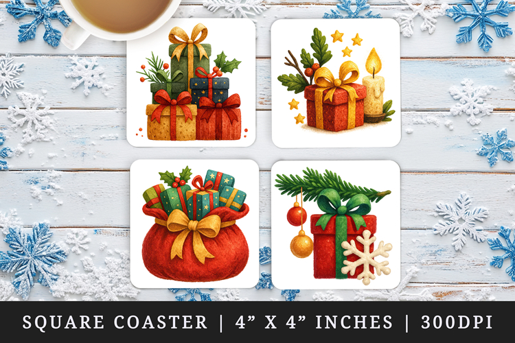 Christmas square coaster sublimation, coasters design