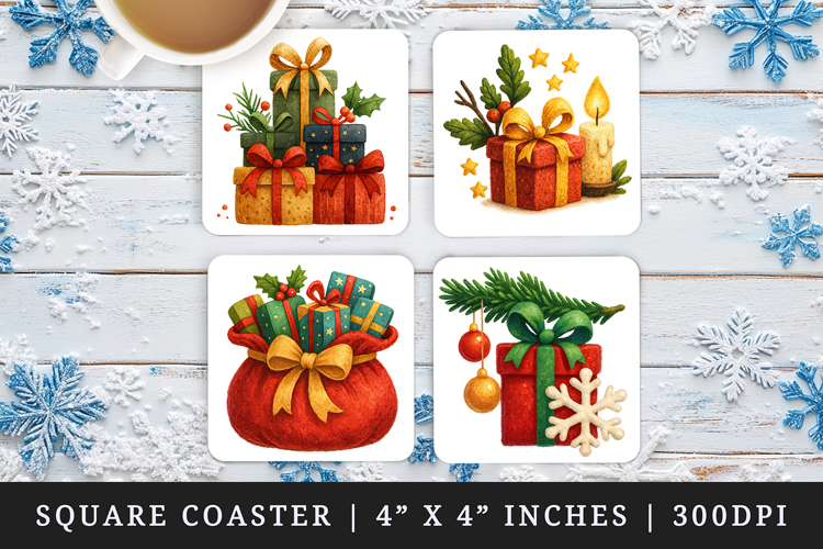 Christmas square coaster sublimation, coasters design