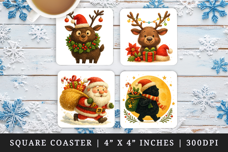 Christmas square coaster sublimation, coasters design
