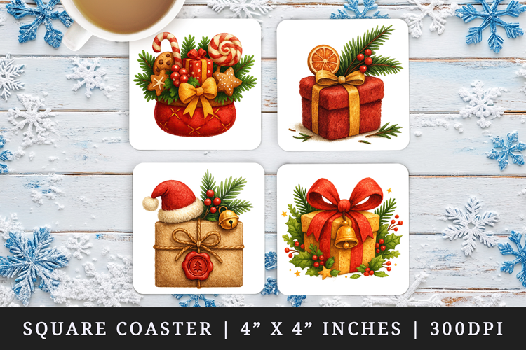 Christmas square coaster sublimation, coasters design