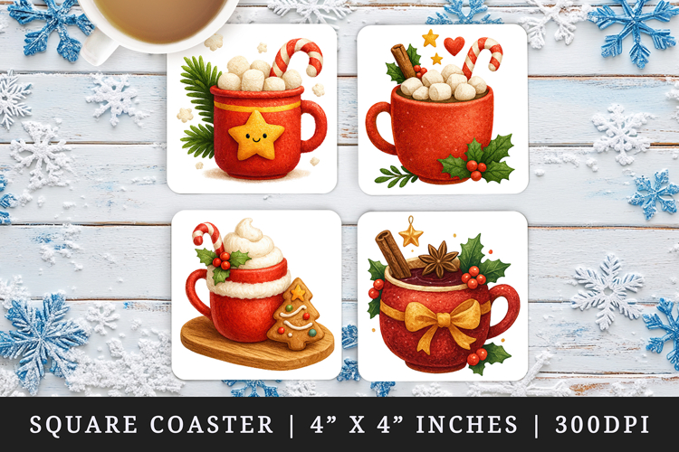 Christmas square coaster sublimation, coasters design