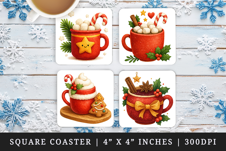 Christmas square coaster sublimation, coasters design