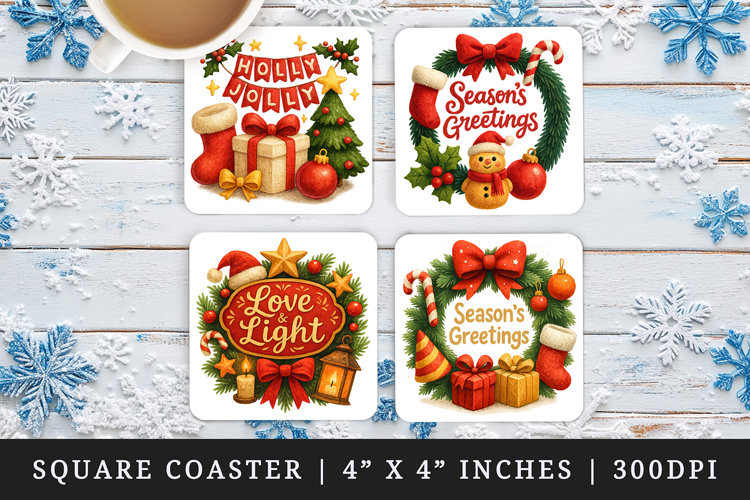Christmas square coaster sublimation, coasters design
