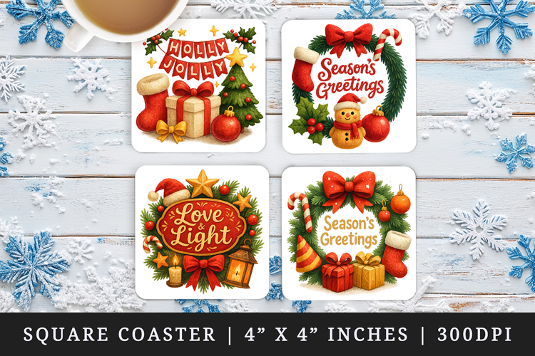 Christmas square coaster sublimation, coasters design