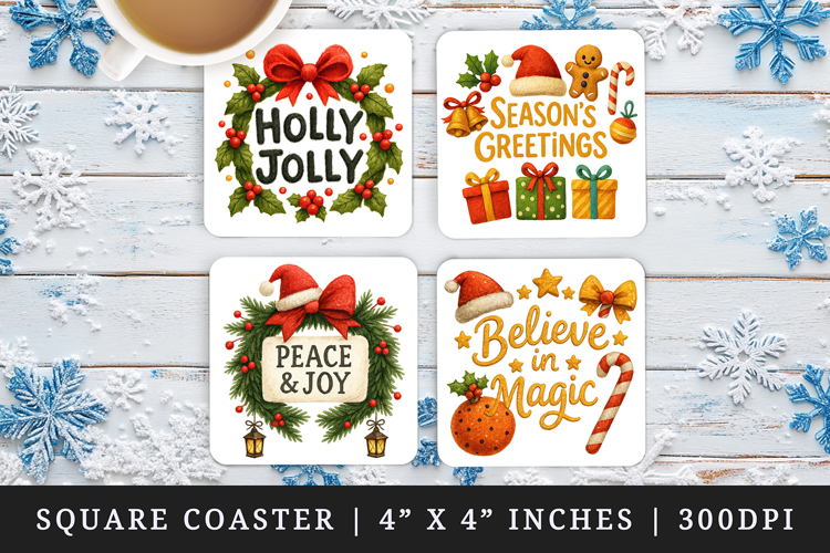 Christmas square coaster sublimation, coasters design