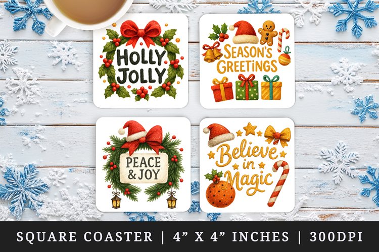 Christmas square coaster sublimation, coasters design