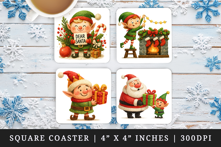 Christmas square coaster sublimation, coasters design