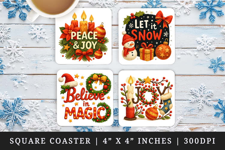 Christmas square coaster sublimation, coasters design