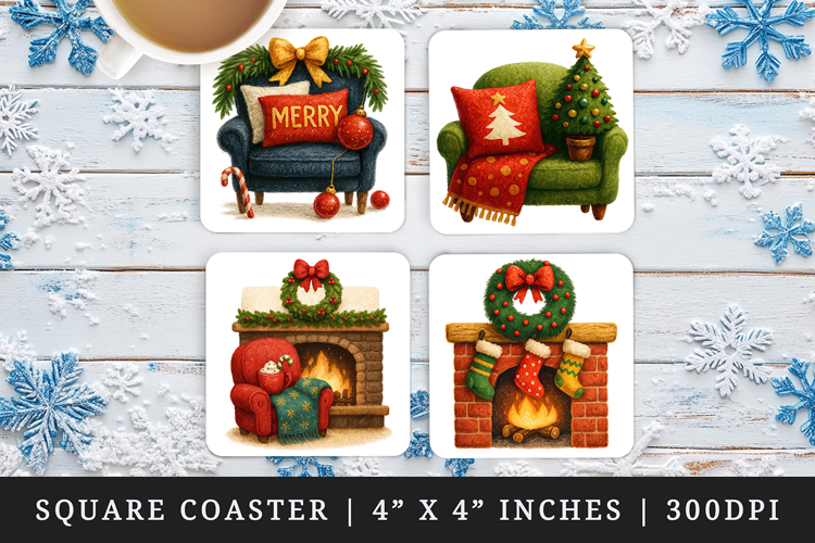 Christmas square coaster sublimation, coasters design