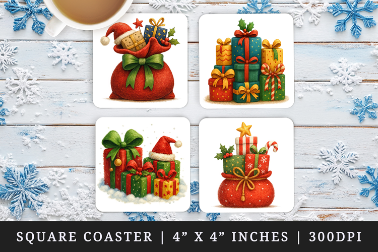 Christmas square coaster sublimation, coasters design
