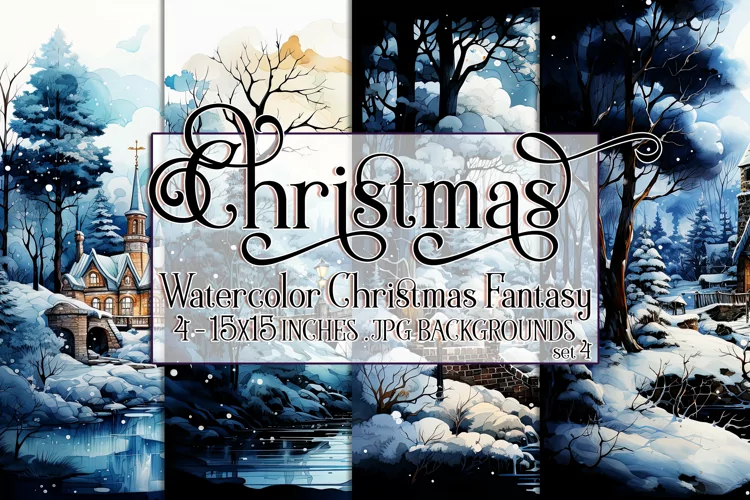Christmas Backgrounds, 15x15 Watercolor Fantasy Backgrounds