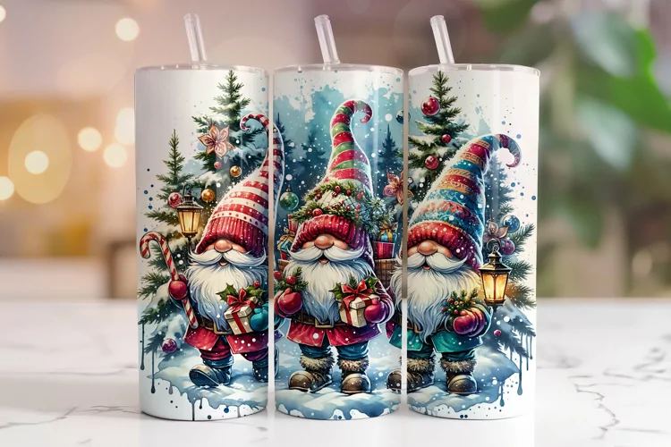 Christmas Gnomes Tumbler Wrap, Christmas Tumbler Wrap PNG