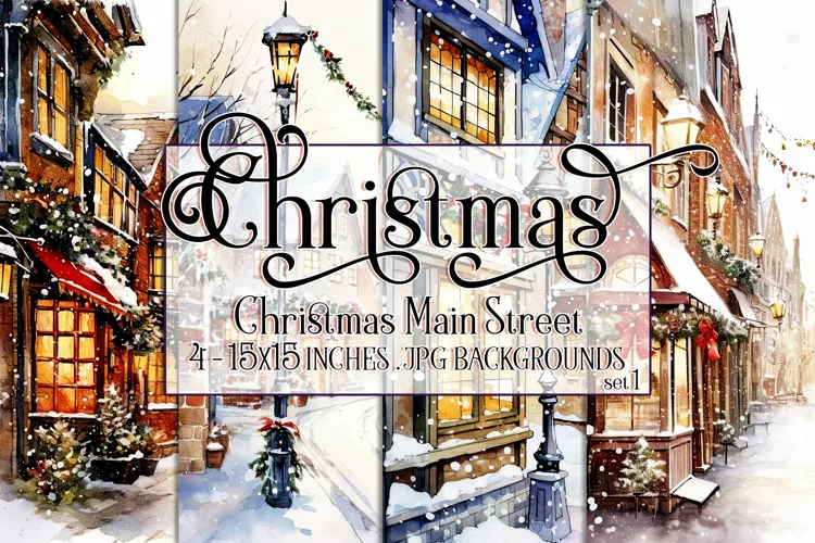 Christmas Backgrounds, 15x15 Christmas Main Street, Village