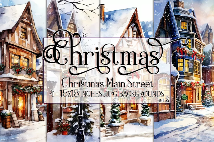 Christmas Backgrounds, 15x15 Christmas Main Street, Village
