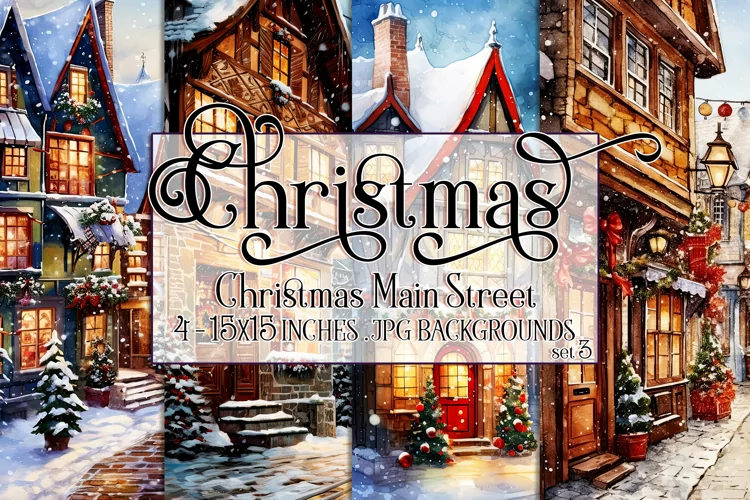 Christmas Backgrounds, 15x15 Christmas Main Street, Village