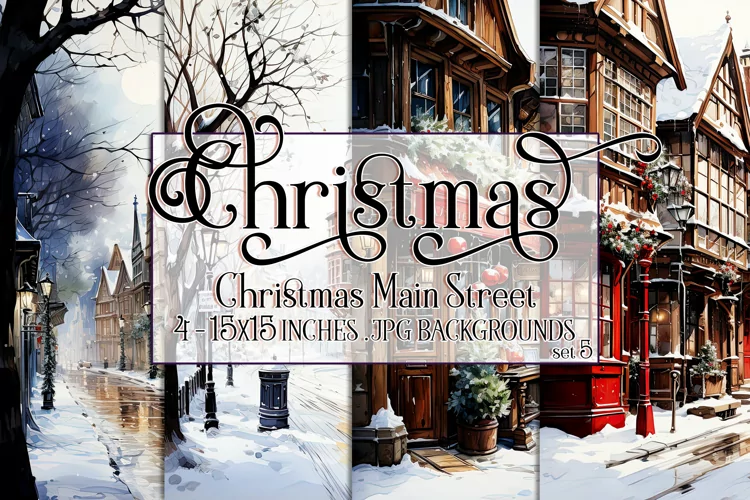 Christmas Backgrounds, 15x15 Christmas Main Street, Village