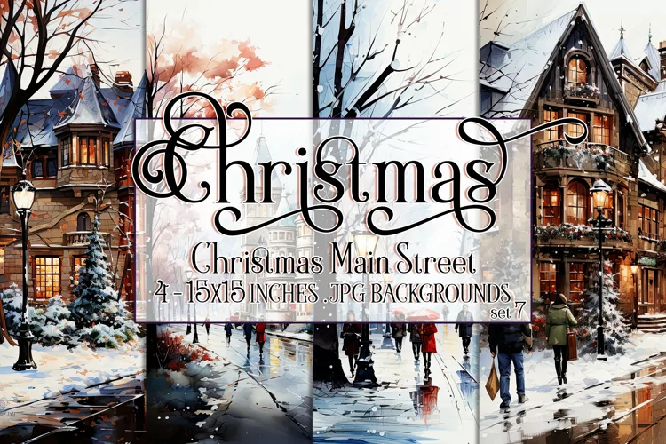 Christmas Backgrounds, 15x15 Christmas Main Street, Village