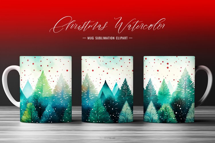 Green Forest Watercolor Background Mug Wrap