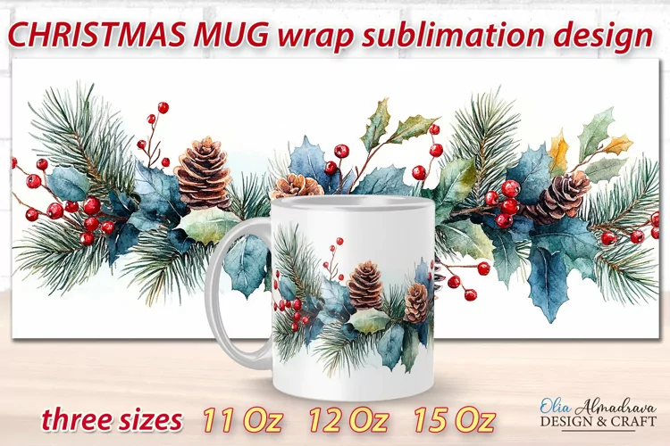 Christmas Mug Wrap design| Mug Sublimations Cricut Template