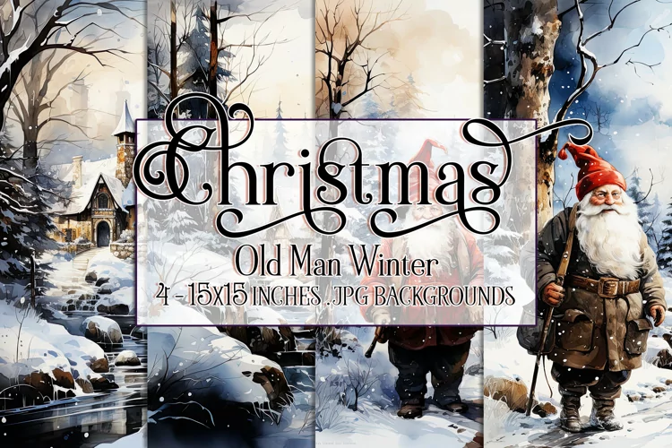 Christmas Backgrounds, 15x15 Christmas Old Man Winter