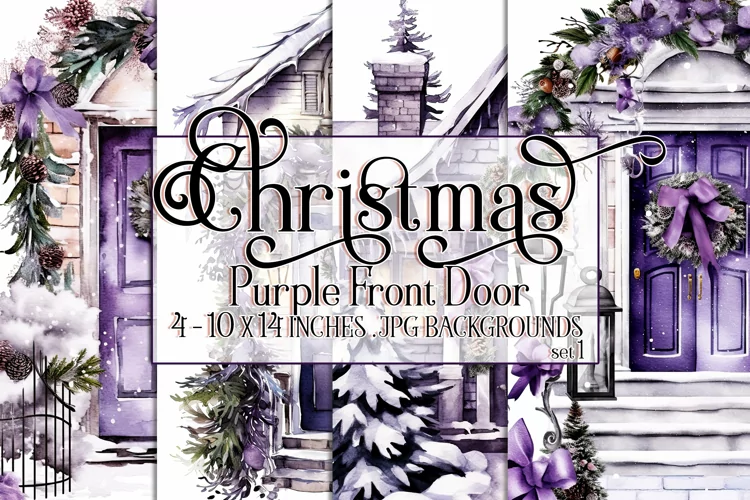 Christmas Backgrounds, 10x14 Purple Front Doors, Holiday