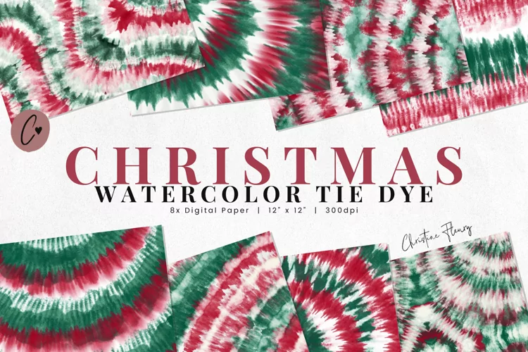 Christmas Watercolor Tie Dye Sublimation Digital Paper