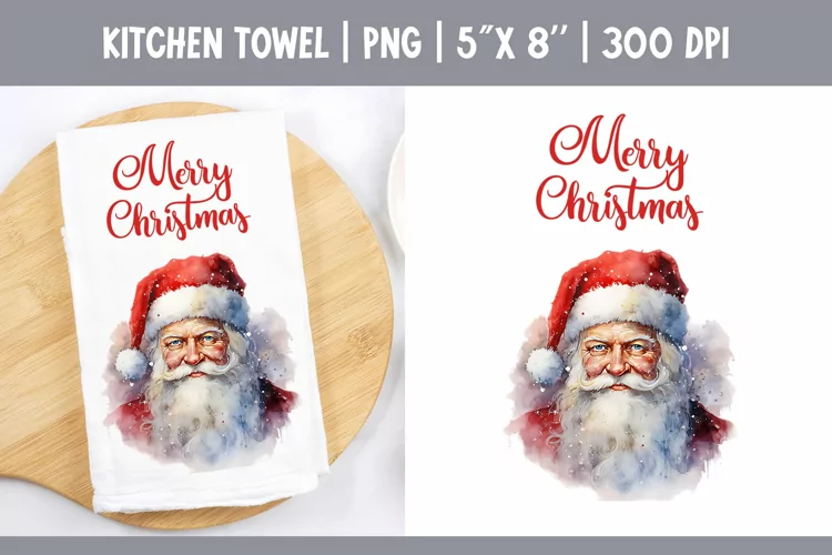 Christmas Kitchen Towel Sublimation Design | Santa Claus