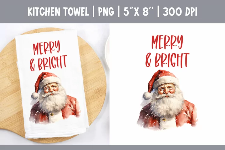 Christmas Kitchen Towel Sublimation Design | Santa Claus
