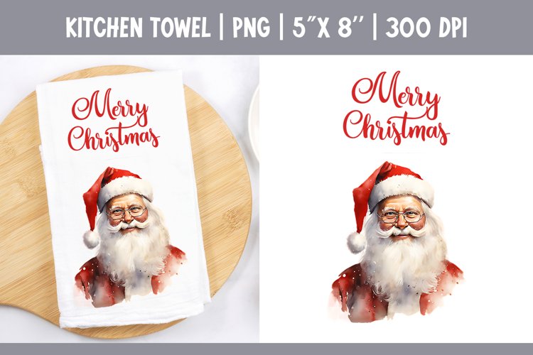 Christmas Kitchen Towel Sublimation Design | Santa Claus