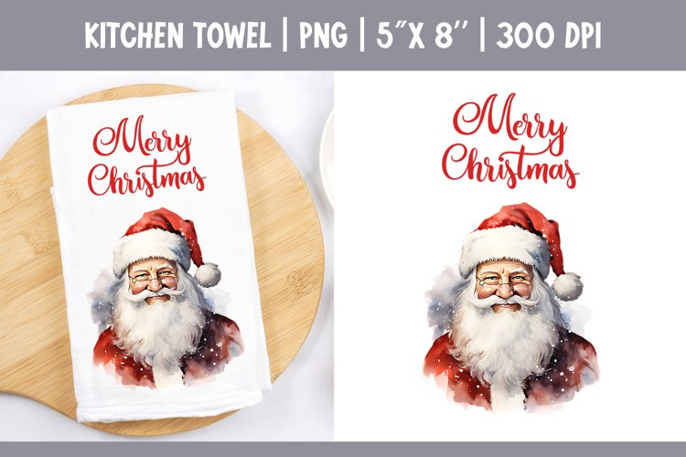 Christmas Kitchen Towel Sublimation Design | Santa Claus
