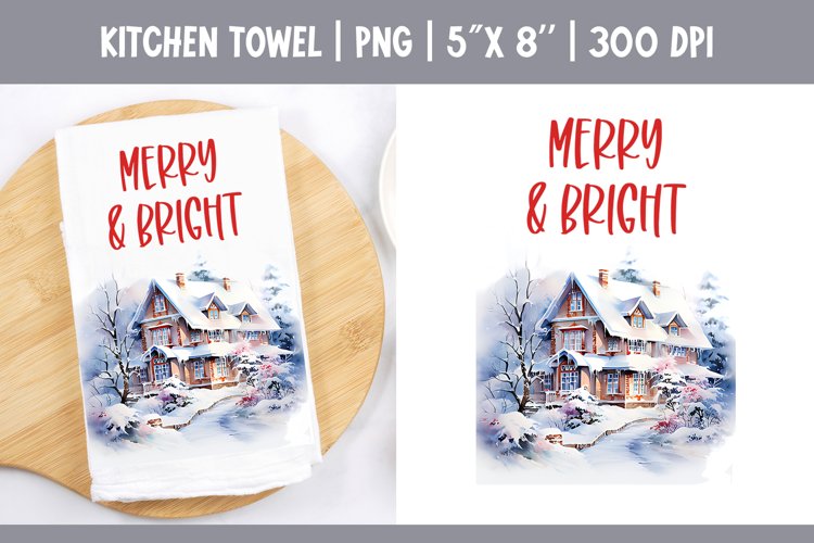Christmas Kitchen Towel Sublimation Design | Winter House