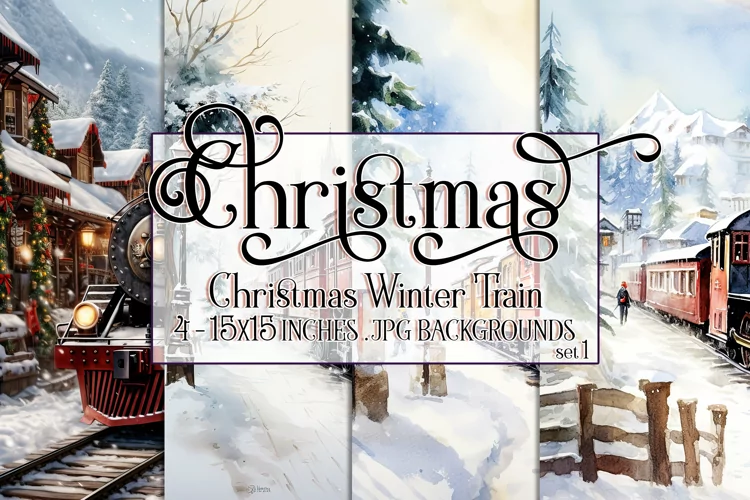 Christmas Backgrounds, 15x15 Christmas Train, Winter Train
