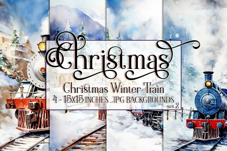 Christmas Backgrounds, 15x15 Christmas Train, Winter Train