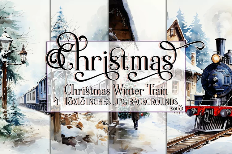Christmas Backgrounds, 15x15 Christmas Train, Winter Train