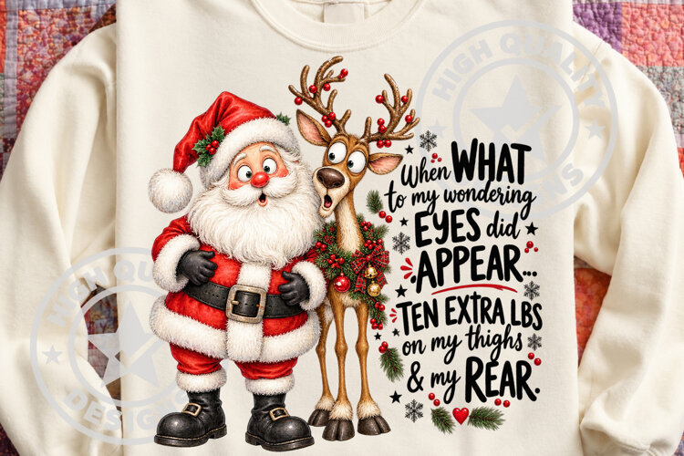 Christmas Weight Gain Funny Santa PNG example image 1