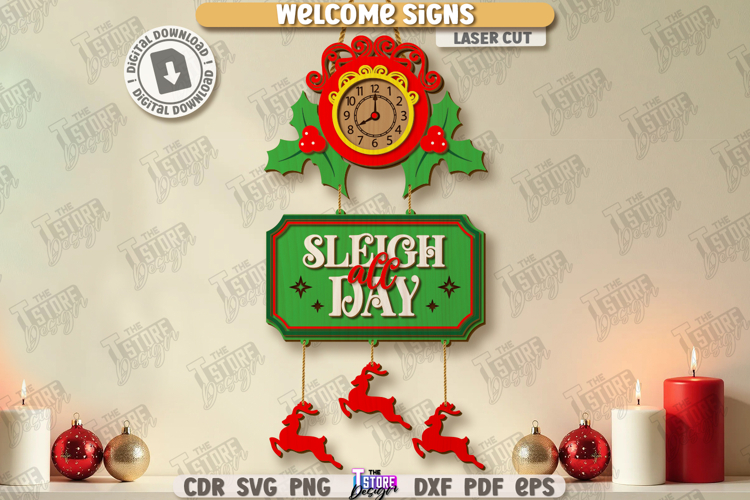 Christmas Welcome Sign Laser Cut | Winter Front Door Decor example image 1