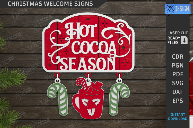 Christmas Welcome Sign Laser Cut | Xmas Wall Decor SVG | CNC