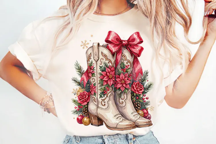 Christmas Western Cowgirl PNG Designs
