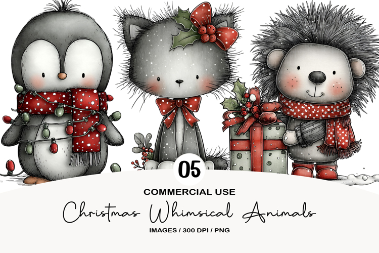 Christmas Whimsical Animals Clipart