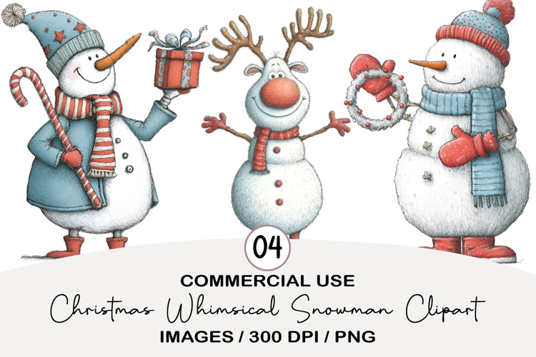 Christmas Whimsical Snowman Clipart