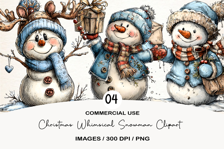 Christmas Whimsical Snowman Clipart