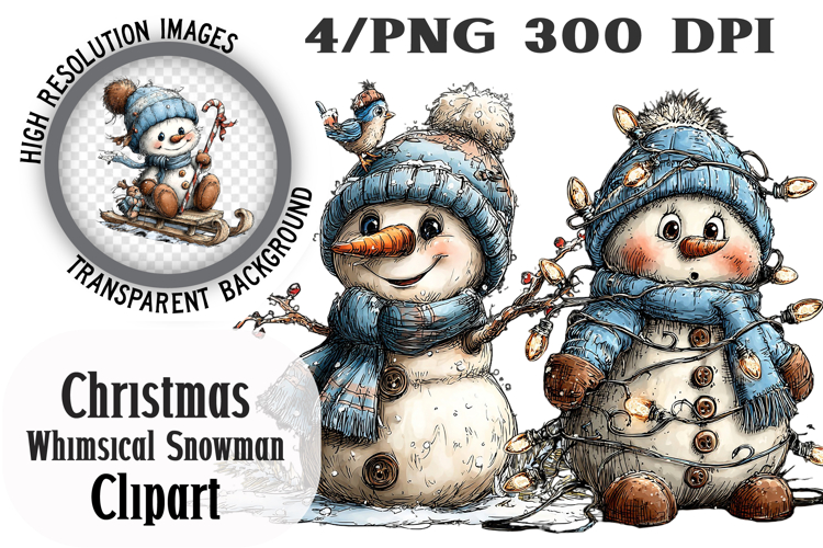 Christmas Whimsical Snowman Clipart