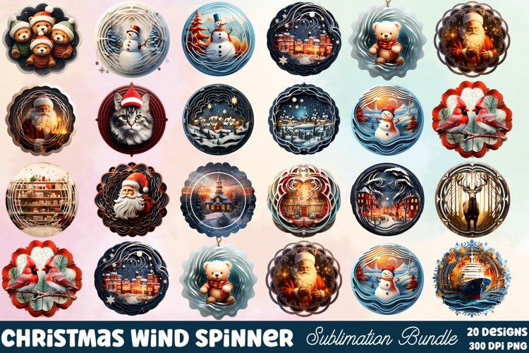 Christmas Wind Spinner Clipart Bundle, Christmas Clipart