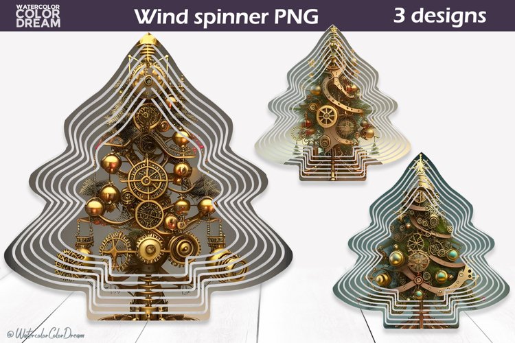 3D Christmas Tree Wind Spinner | Christmas Steampunk Spinner