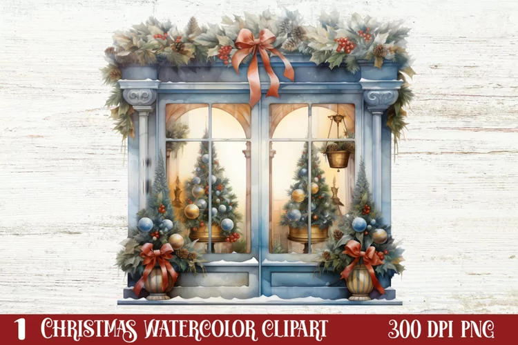 Christmas Window Sublimation Clipart, Christmas Window