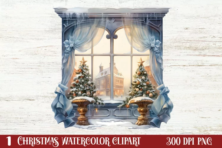 Christmas Window Sublimation Clipart, Christmas Window